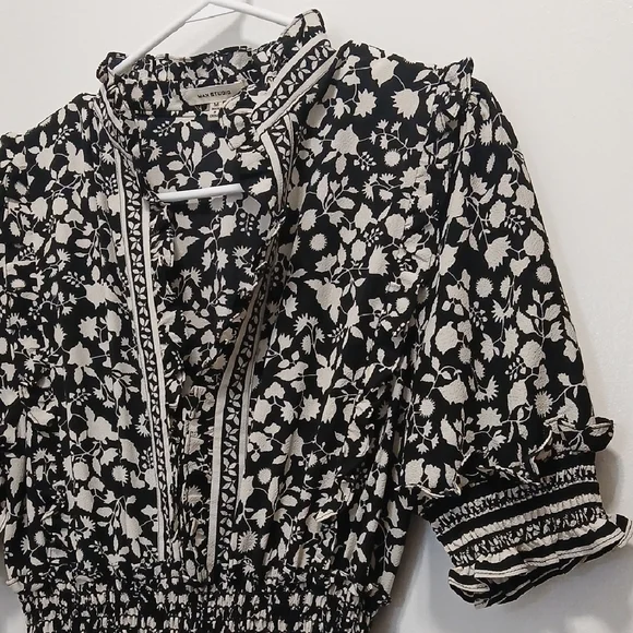 Max Studio Black and White Floral Midi Dress - Picture 6 of 8